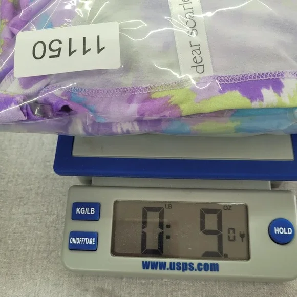 Dear‎ Scarlett Womens Top Purple Blue Green Abstract Short Dolman Sleeve Size M - Picture 9 of 9